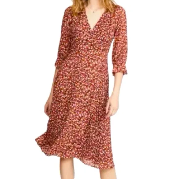Madewell long sleeve crossover midi floral dress Madewell long sleeve crossover midi floral dress